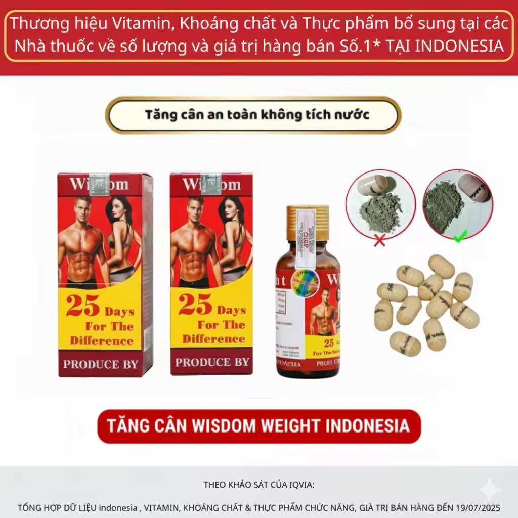 {Hàng Mới Về} Viên Uống hỗ trợ tăng cân Wisdom Weight giúp ăn ngon ngủ ngon, hấp thụ tối đa các dưỡng chất