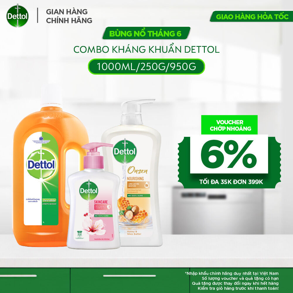 Combo Kháng Khuẩn Toàn Diện: Dung Dịch Diệt Khuẩn Đa năng 1L + Sữa Tắm Kháng Khuẩn Dưỡng Thể 950g + Nước Rửa Tay 250g