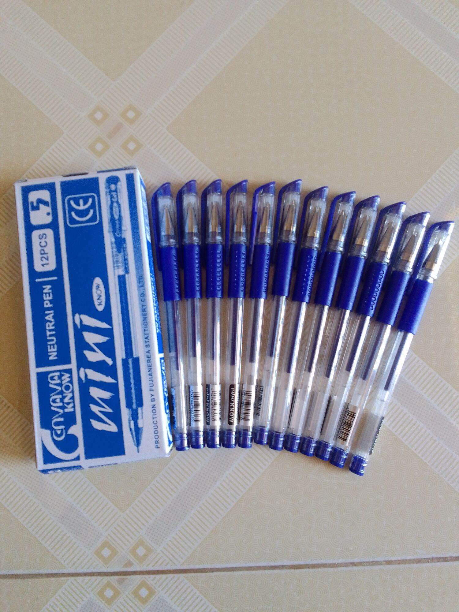 Hộp 12 bút mực gel Cenvava Mini Know xanh đỏ đen