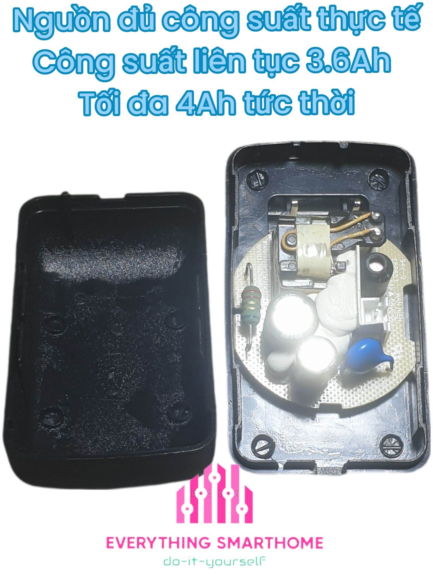 Nguồn adaptor + sạc nhanh 220AC - 5VDC(Max 4A liên tục 36A) đủ công suất
