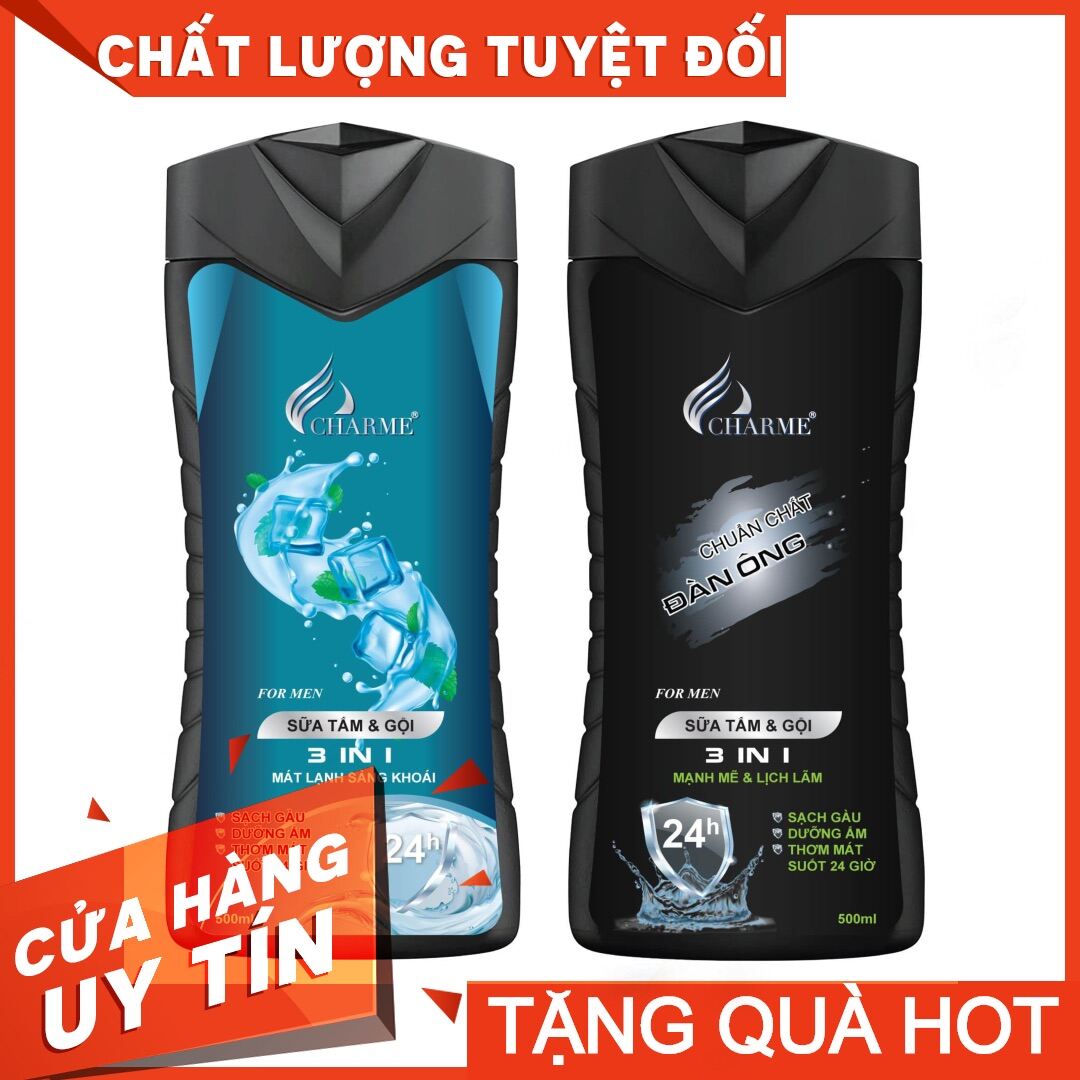 [Hcm]Sữa Tắm Gội Nam Char.me 500Ml + Nước Hoa ( Xanh)