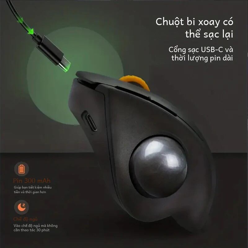 2.4G + Bluetooth Sạc Không Dây Chuột Trackball Công Thái Điều Khiển Ngón Tay Cái Phụ Kiện Máy Tính Chơi Game Với Giao Diện Usb