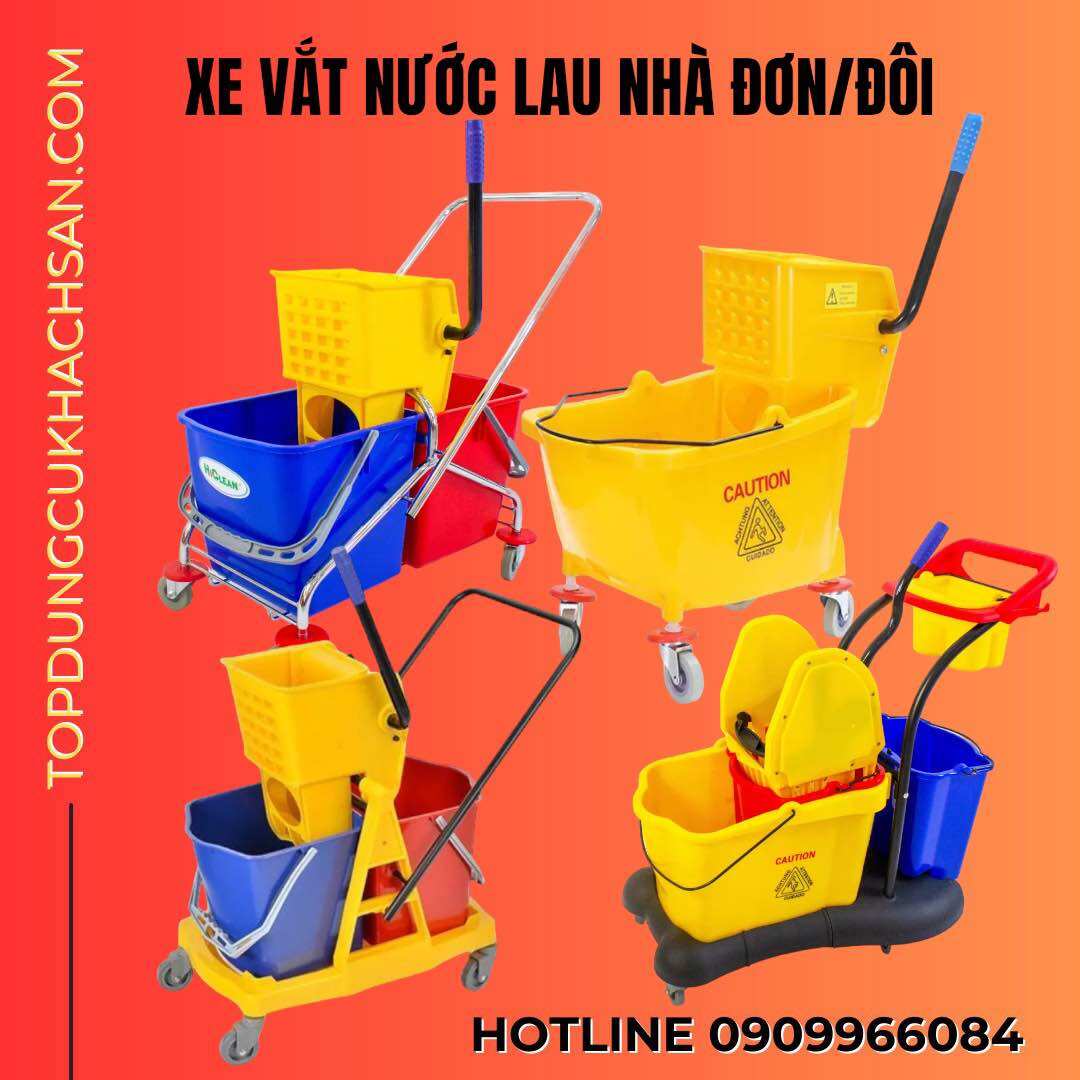 Xe vắt nước lau nhà, Xe vắt móp 20L, 36L, 46L Xe vắt nước lau nhà đơn