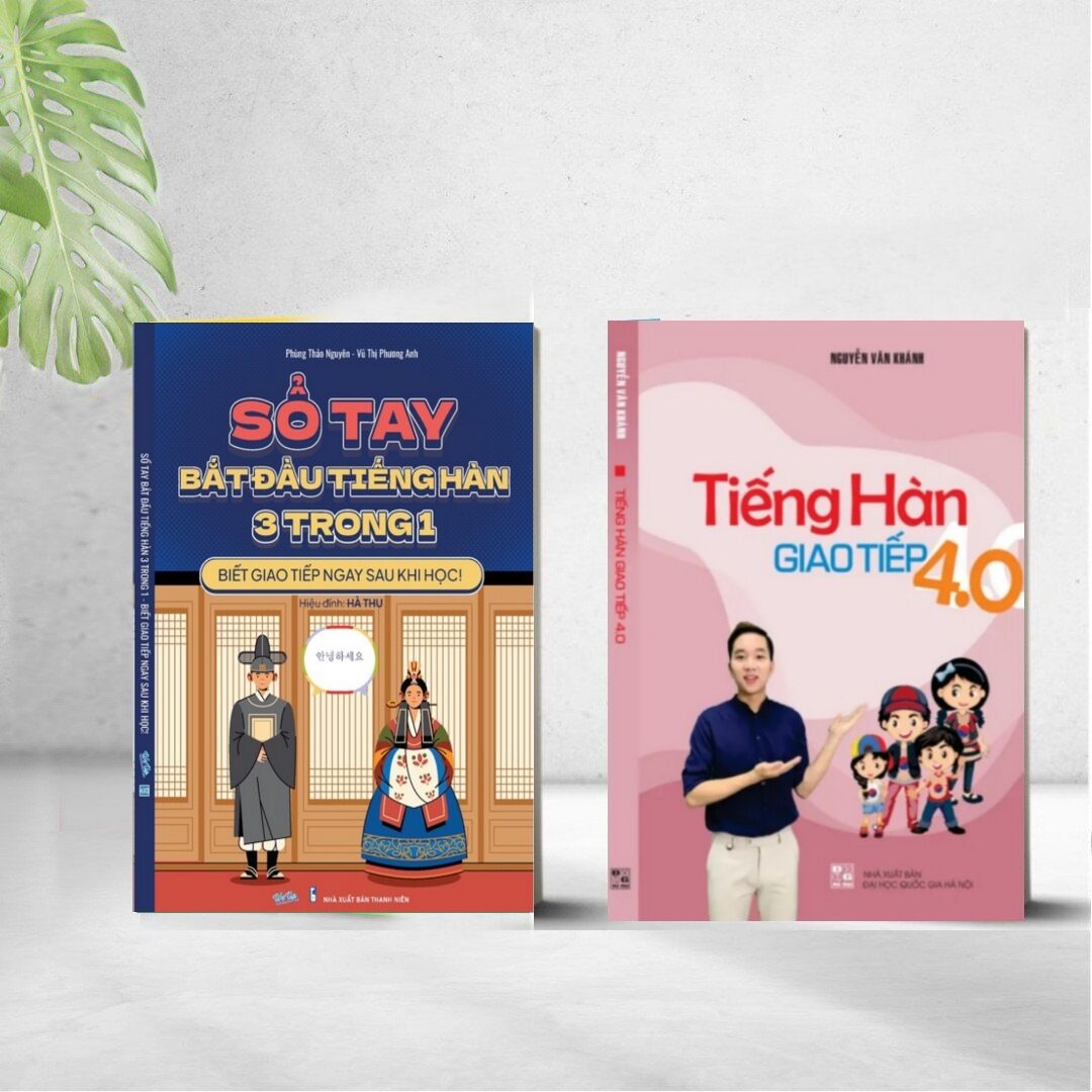Combo 2 cuốn sổ tay bắt đầu tiếng hàn 3 trong 1 và tiếng hàn giao tiếp 4.0