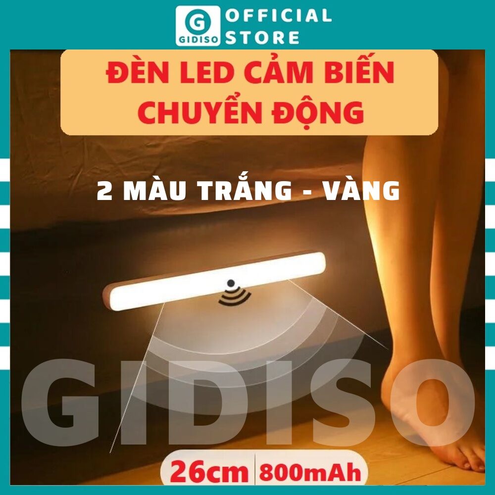 Đèn led cảm biến chuyển động GIDISO pin tích điện tự động sáng, đèn tủ ...