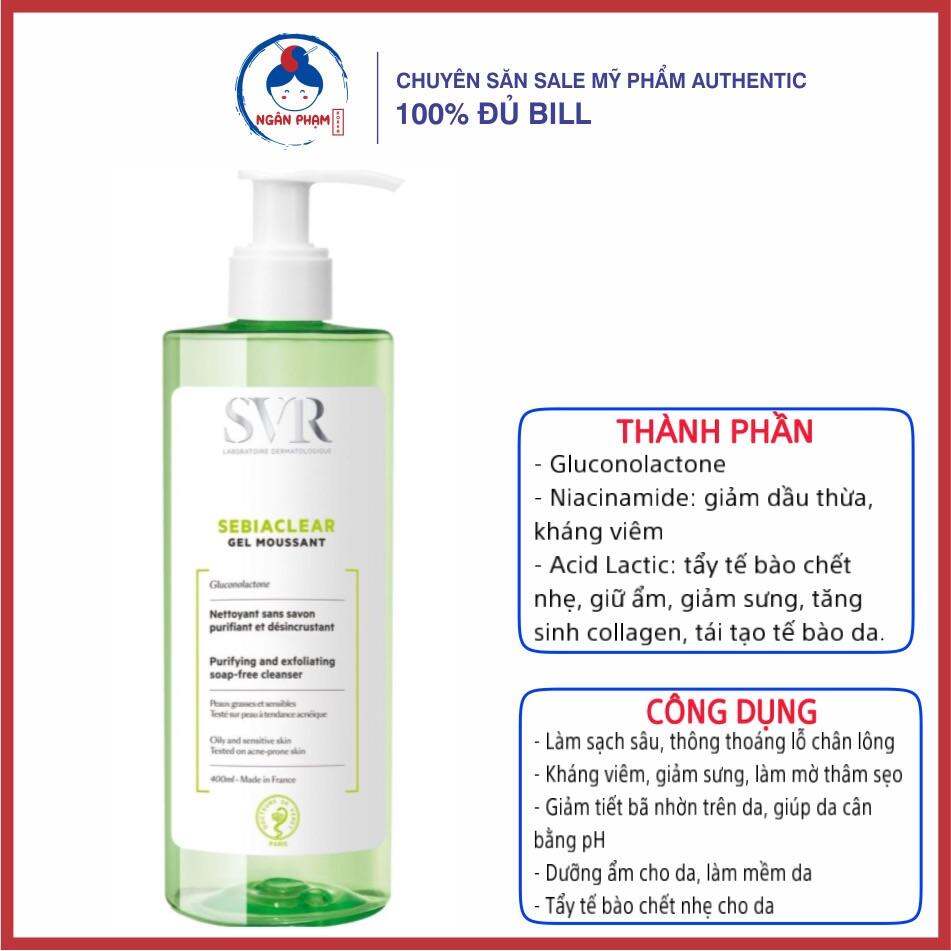 Sữa Rửa Mặt SVR Sebiaclear Gel Moussant / SVR Topialyse Gel Lavant 400ml