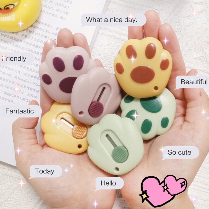 Dao rọc giấy mini hình dấu chân mèo cute