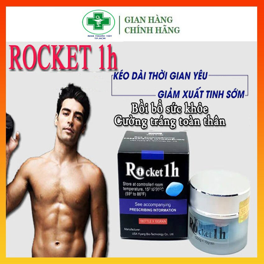 Rocket 1h Hộp 10 viên - Tăng Cường Sinh Lý Nam - HÀNG TEM VÀNG CHÍNH HÃNG [Hàng Loại 1 - Cực Mạnh]