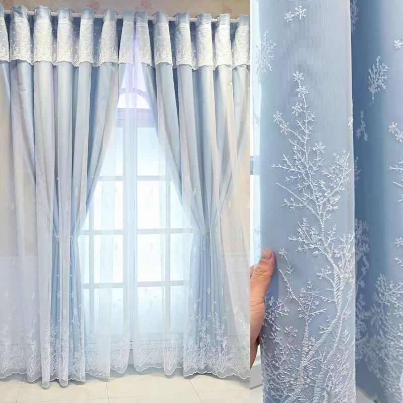 Vải rèm voan thêu chân