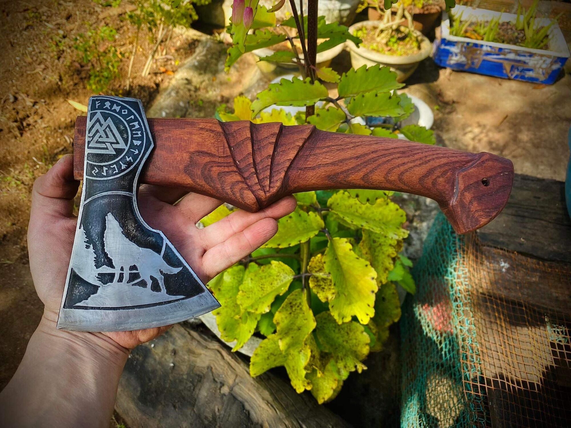 Rìu viking handmade Việt Nam kèm bao da