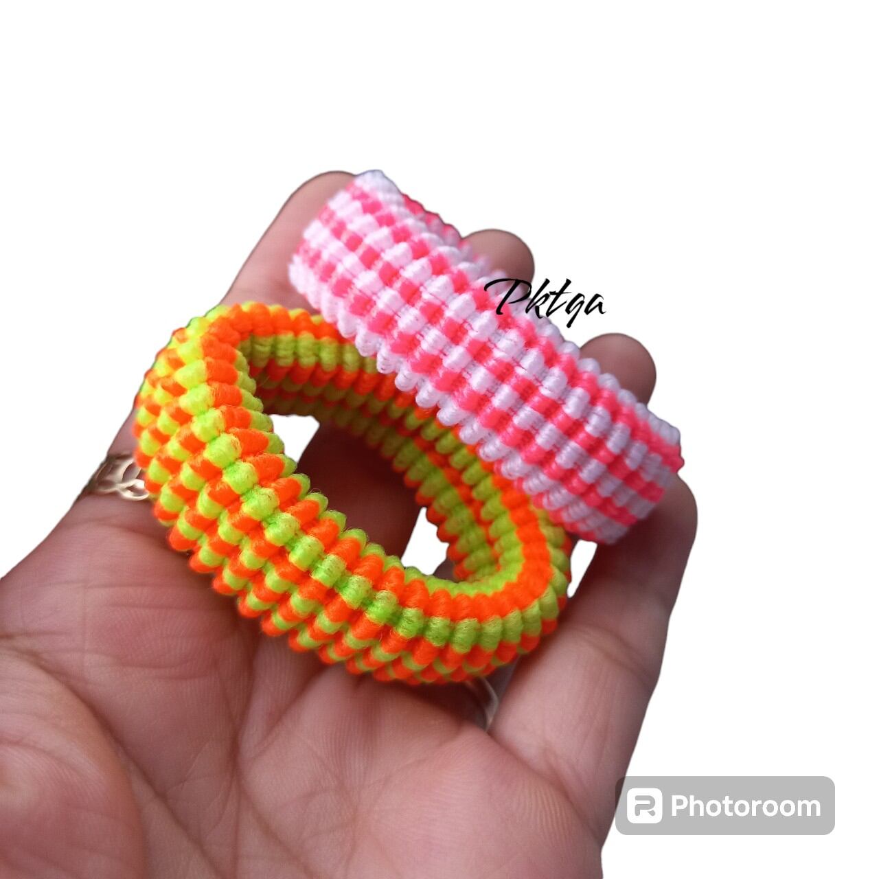 Túi 10 dây cột tóc sọc màu dễ thương (cở vừa bản 1.5cm)