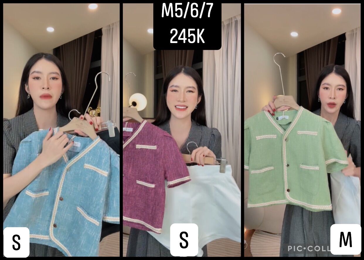 _m5/6/7_set áo dạ/quần màu tím - size s