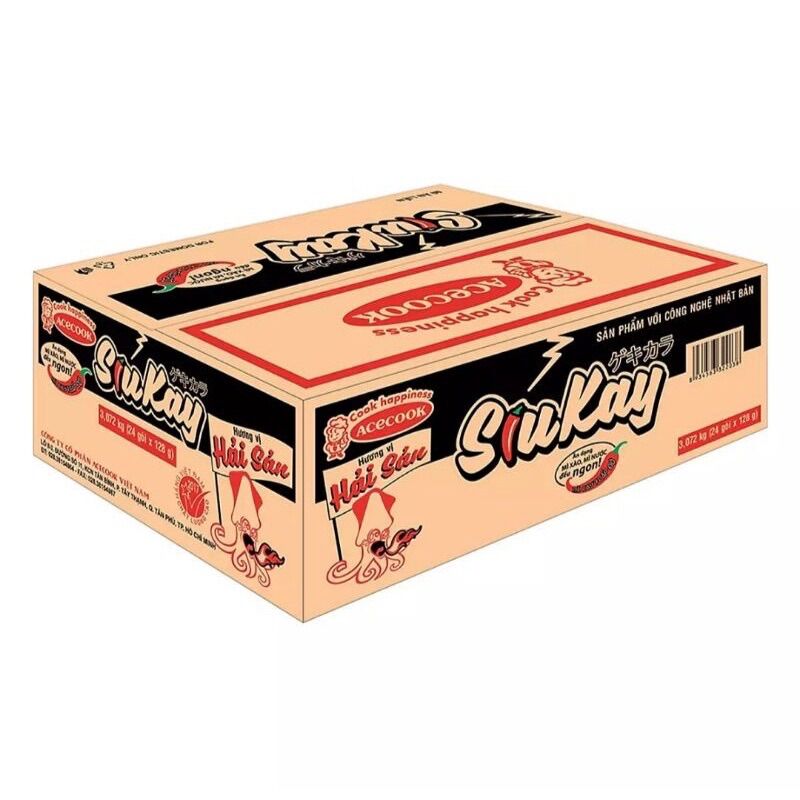 Thùng 24 gói mì Siukay hải sản (24 x 128g)