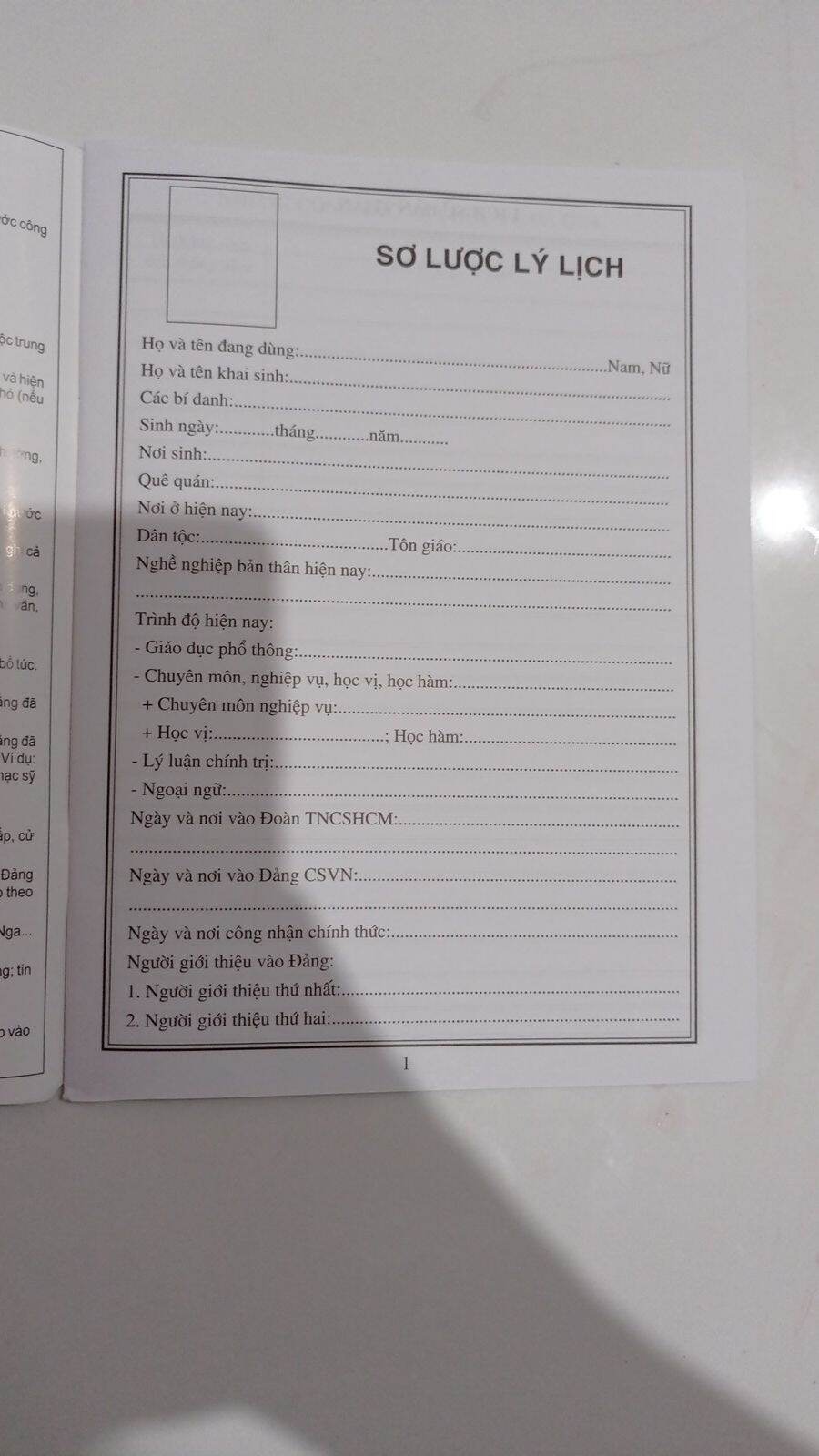 Combo 10 quyển lý lịch đảng viên Mẫu 1 -HSDV
