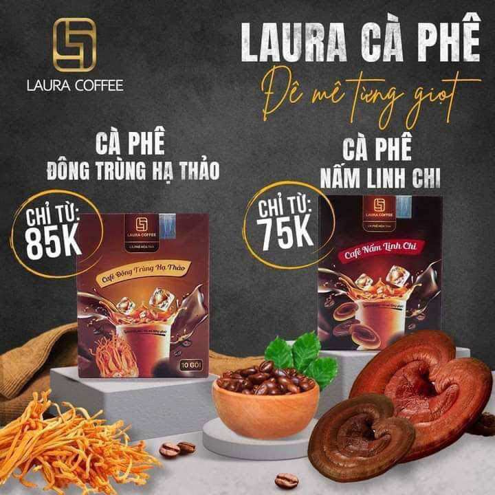 Combo 02 hộp cà phê Đông Trùng Hạ Thảo và cà phê Nấm Linh Chi / Laura coffee Nhật Kim Anh / cà phê sữa hoà tan