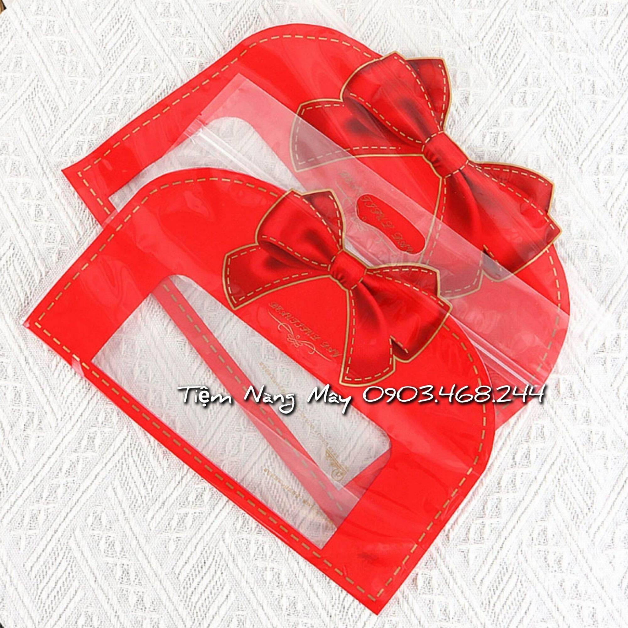 Túi Zip hình nơ đỏ size Trung, Đại set 10 túi