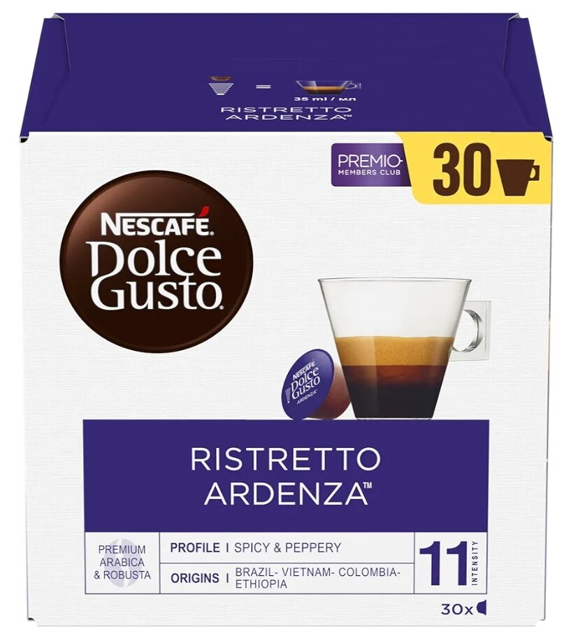 Hộp 30 viên cafe dolce gusto ristretto ardenza dành cho máy dolce gusto, xuất xứ: tây ban nha, hsd 30/01/2025