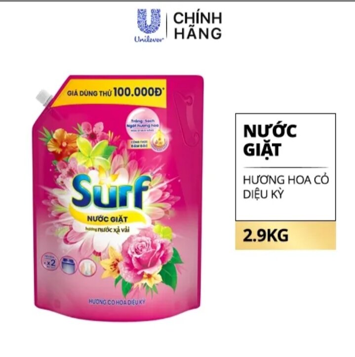 Nước giặt supf 2,9 kg hương cỏ hoa diệu kỳ.