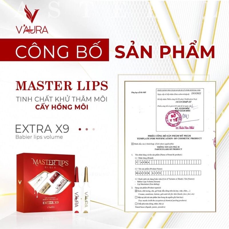 Tinh chất cấy hồng môi hàn quốc V3 vaura