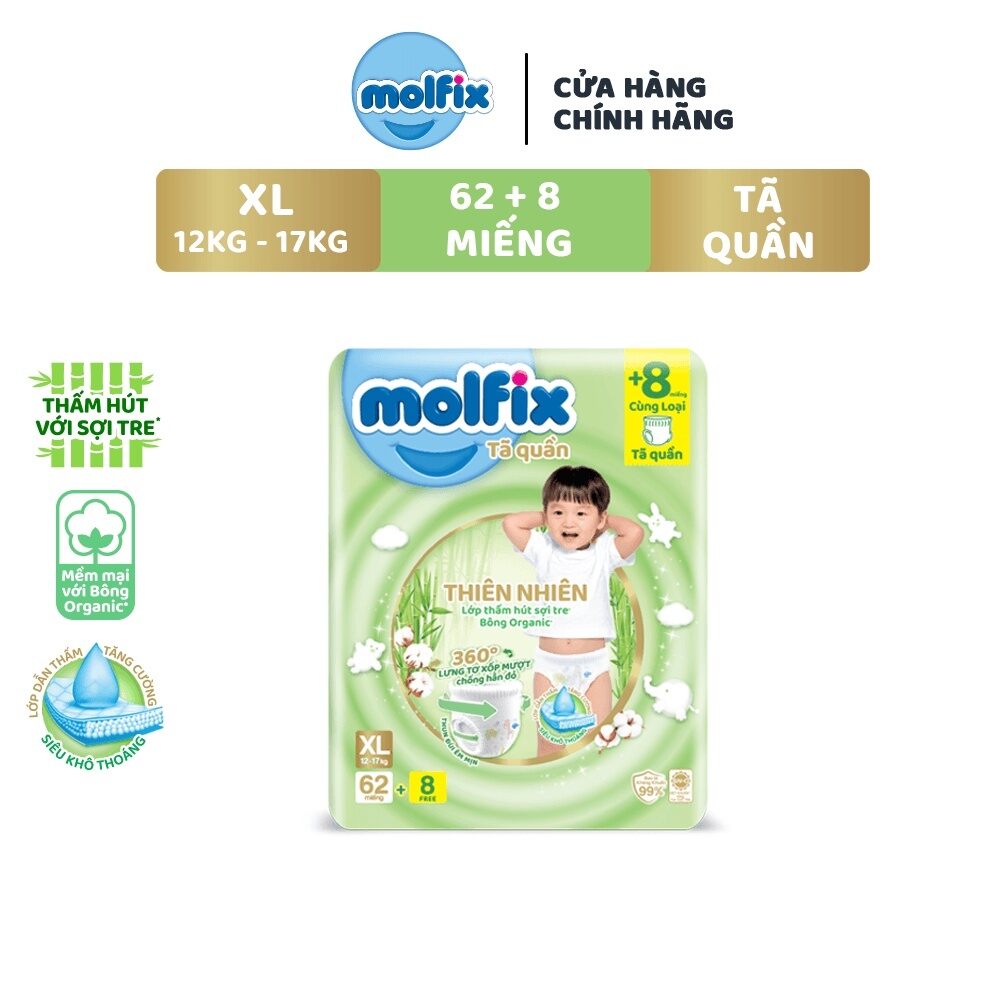 Bỉm quần molfix xl62+8 miếng