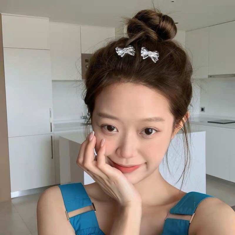 Kẹp tóc nơ trong suốt mini trâm bella