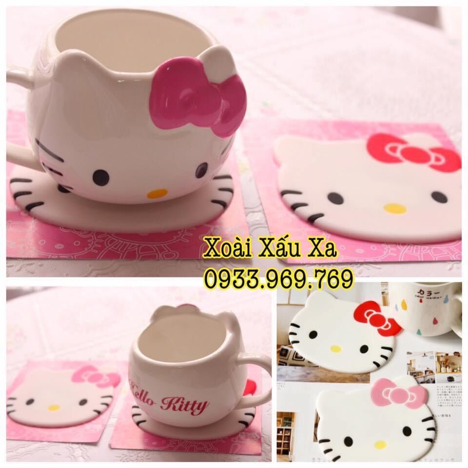 Ly sứ hình mặt mèo hello kitty ly nước văn phòng dễ thương