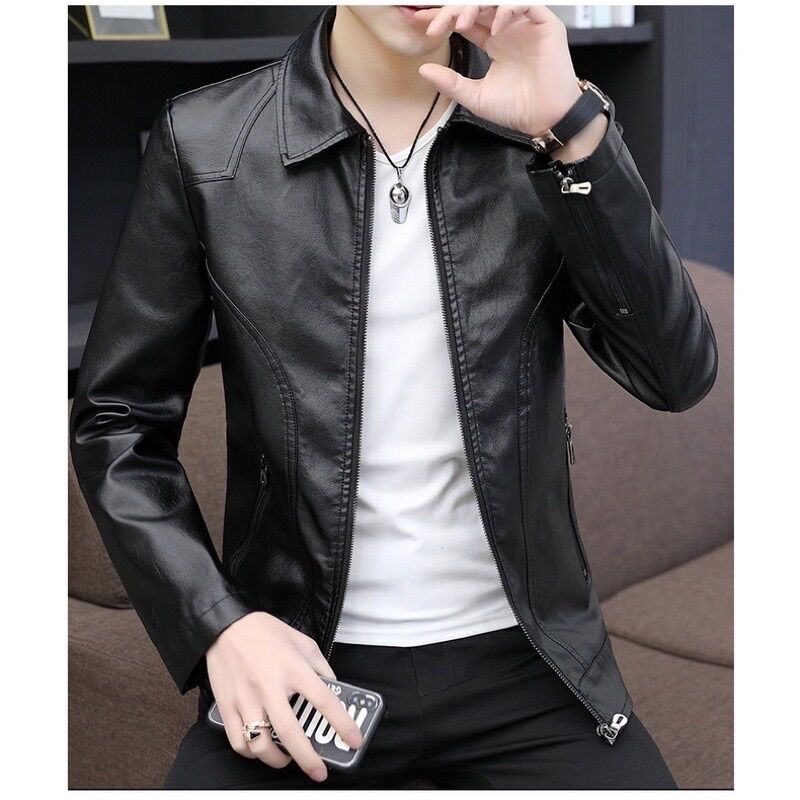 Áo khoác da nam - áo khoác jacket da - chất liệu da nhập khẩu cao cấp,lót lông dày dặn