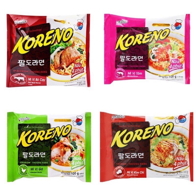 - mì koreno 100gr đủ vị - mì ăn liền hàn quốc koreno