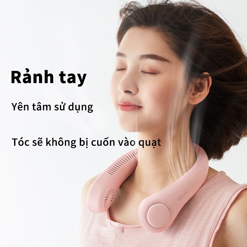 quạt đeo cổ không cánh 360 độ quạt tích điện dùng usb