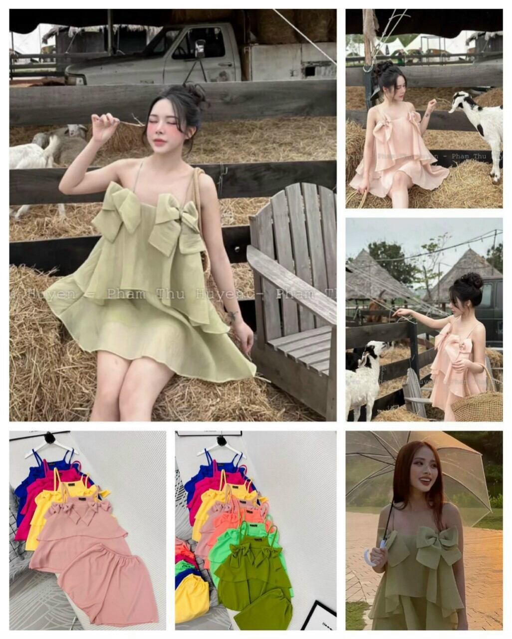 Đồ bộ dễ thương hai dây voan lụa nơ mặc nhà mát mẻ mềm giá rẻ cho nữ - M63
