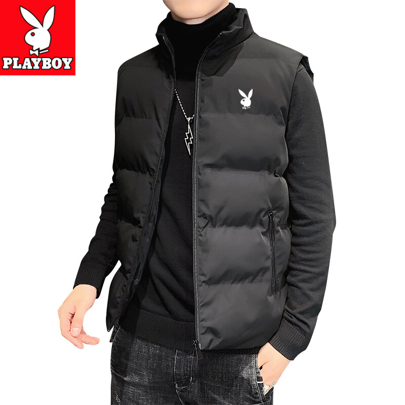 Playboy nam áo khoác dày hơn lông vũ nam mùa đông cặp đôi áo bông ghi lê - ảnh sản phẩm 5