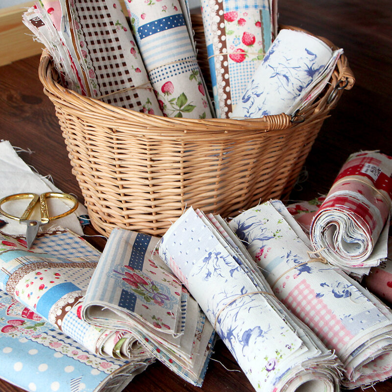 DIY Handmade Cotton Linen Fabric Scrap 20*20CM Random Pattern Home Decor Craft Material Fabric Piece Leftover Quilt Pad