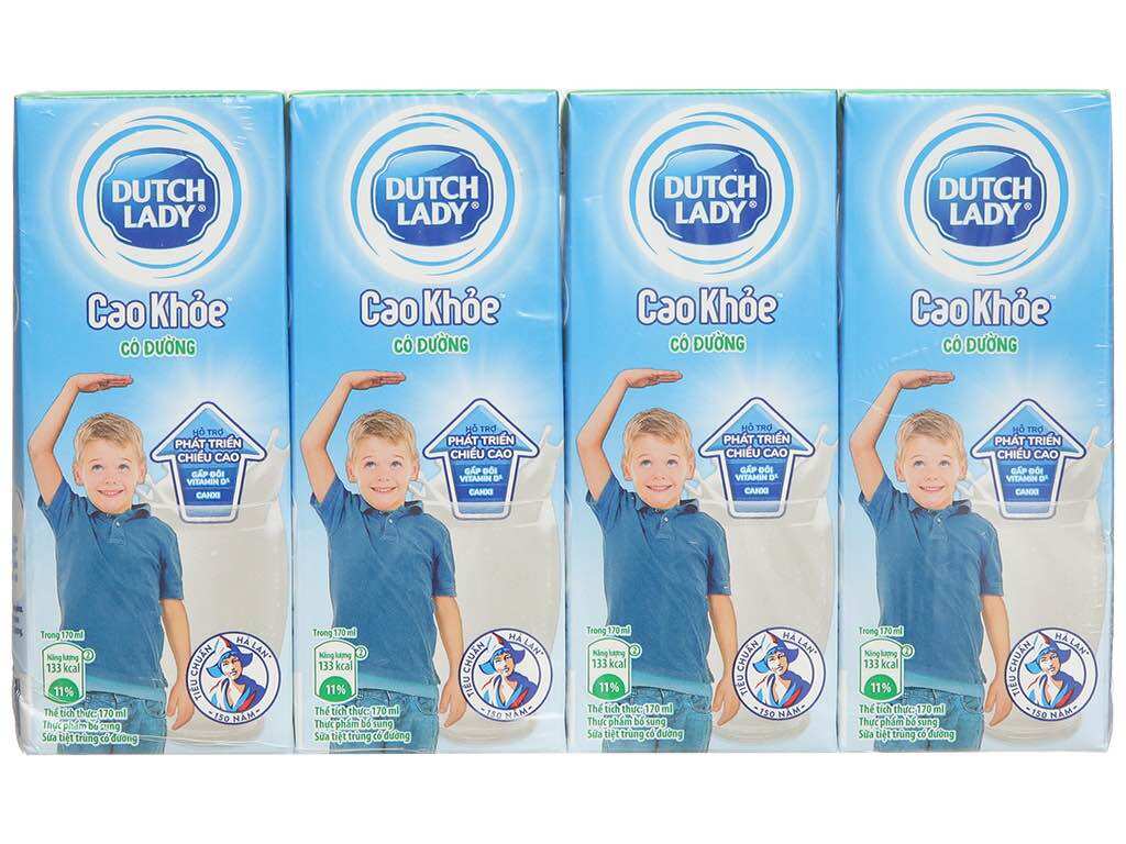 Lốc 4 hộp sữa dutch lady cao khoẻ 170ml - date mới