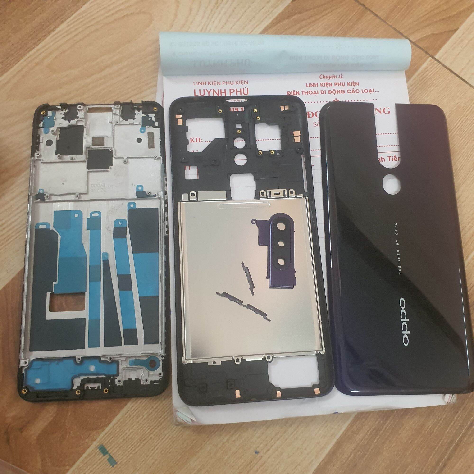 Vỏ oppo f11 pro bộ có khung sườn khay sim kính camera