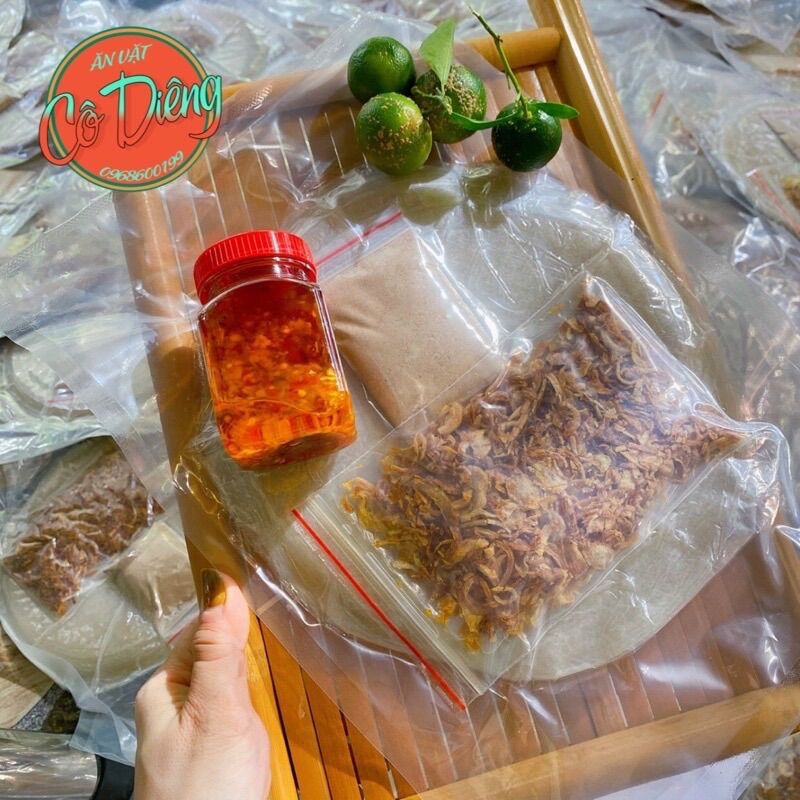 Combo bánh tráng phơi sương sate hành phi đầy đủ như hình