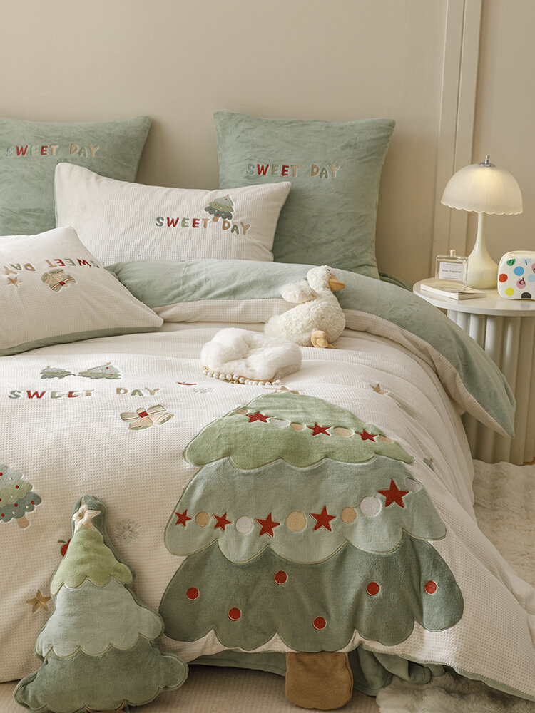 [Cartoon Christmas Tree Thick Plush Bedding 4-Piece Set,Cartoon Christmas Tree Thick Plush Bedding 4-Piece Set,] Giá 1,156,000 Đồng*Miễn phí vận chuyển
