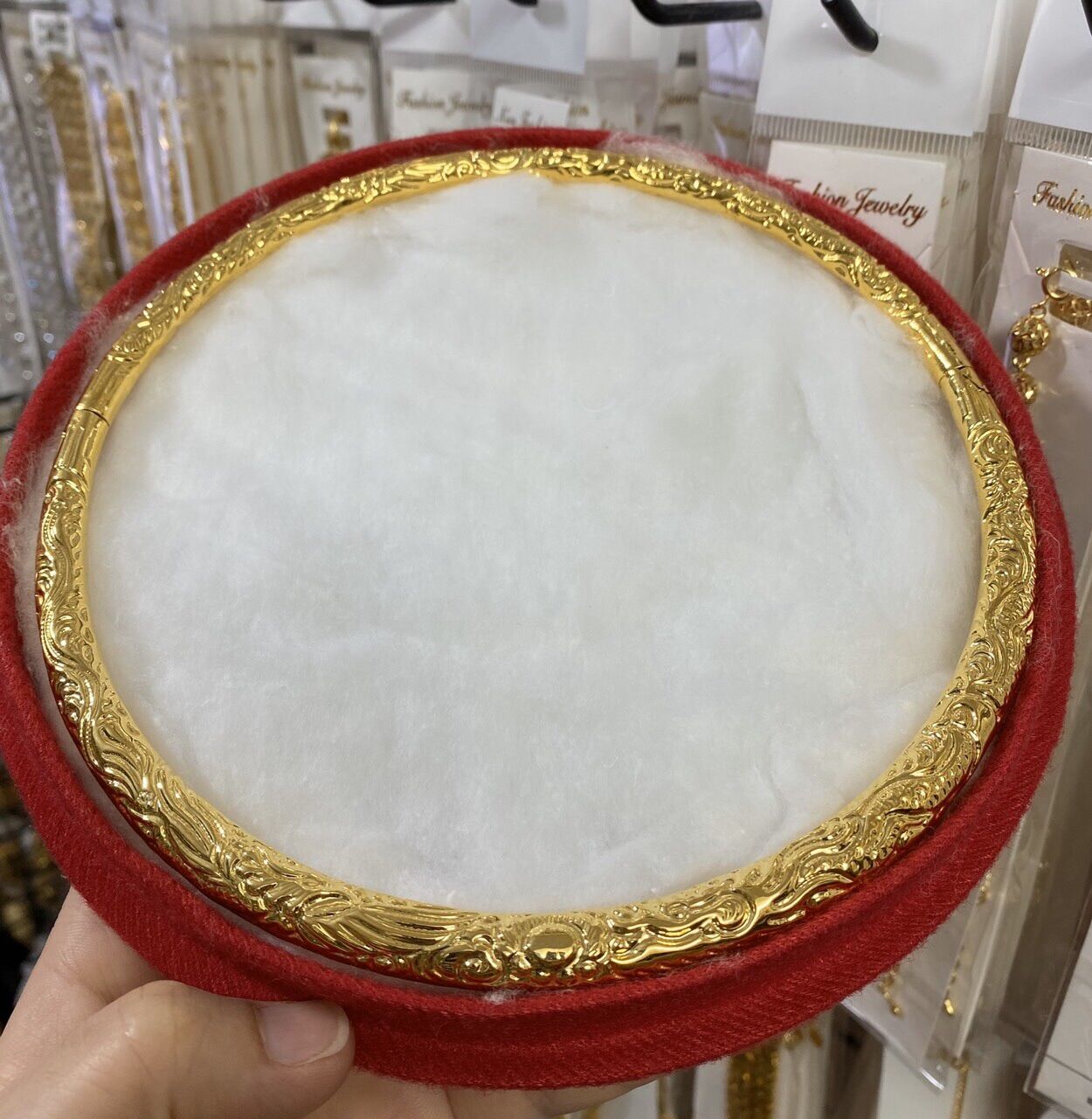 Kiềng cổ cưới chạm rồng phụng mạ vàng 24k mẫu mới về