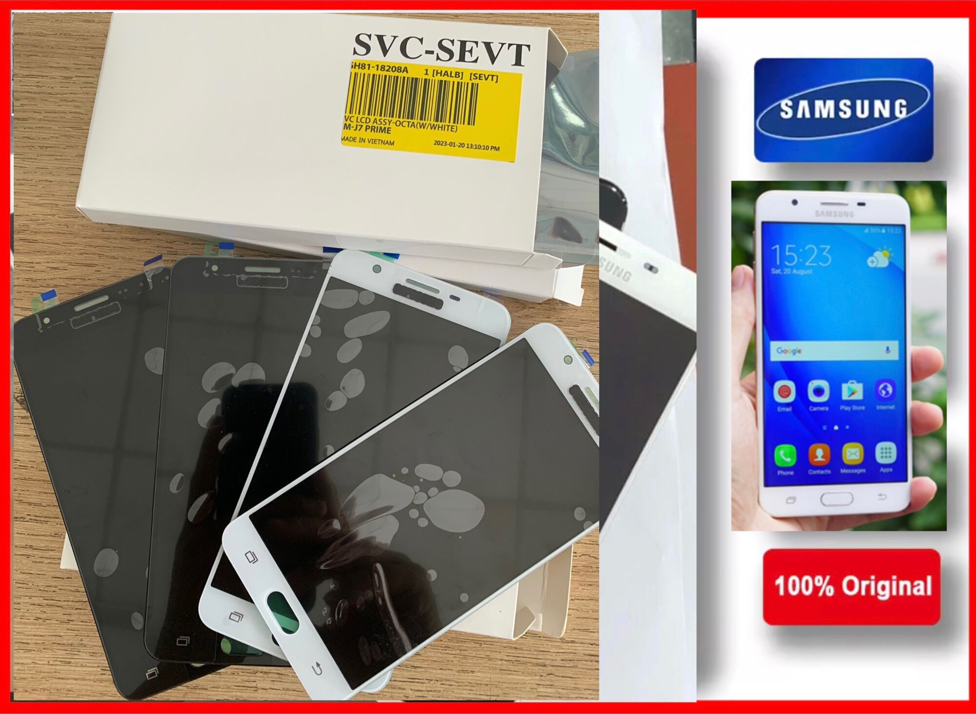 Màn hình samsung j7 prime/G610 zin new hộp,có keo viền.