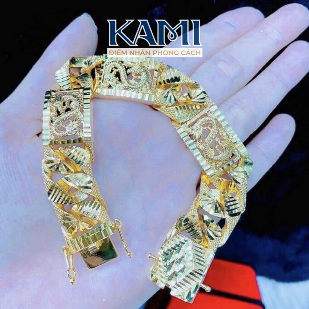 Lắc tay nam khoá hộp chạm rồng 𝐊𝐚𝐦𝐢 LN105
