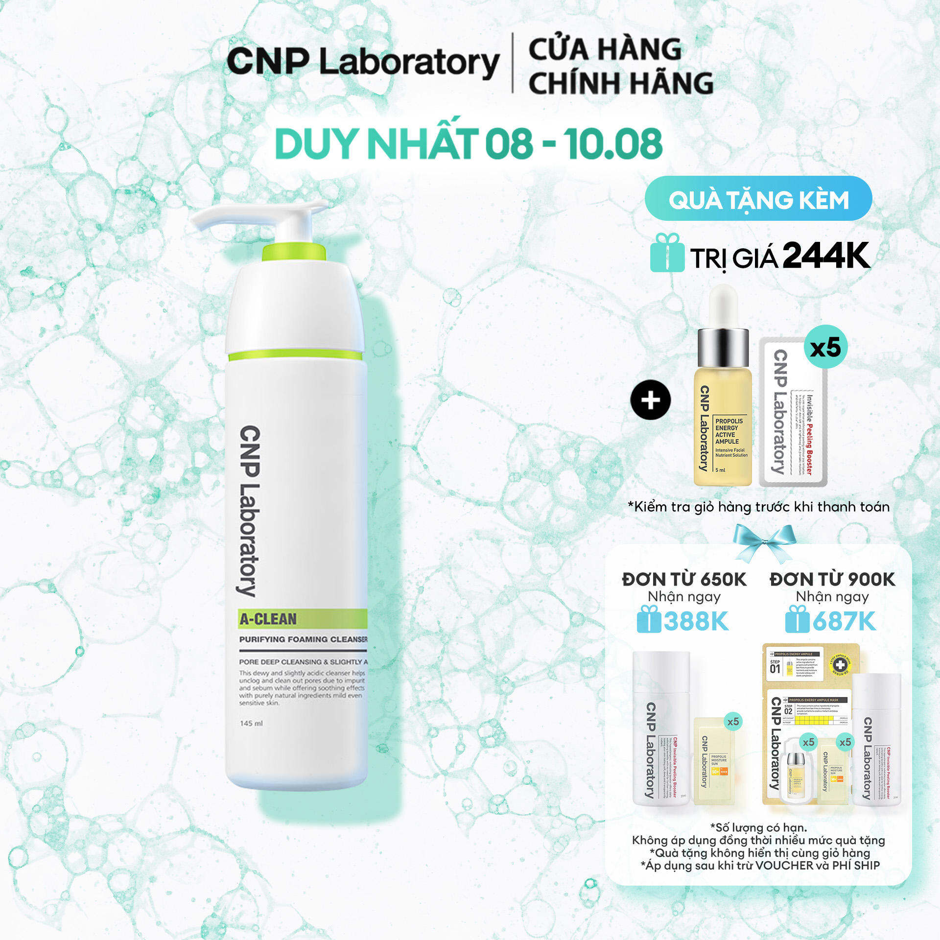 Sữa rửa mặt ngừa mụn CNP Laboratory A-Clean Purifying Foaming Cleanser 145ml