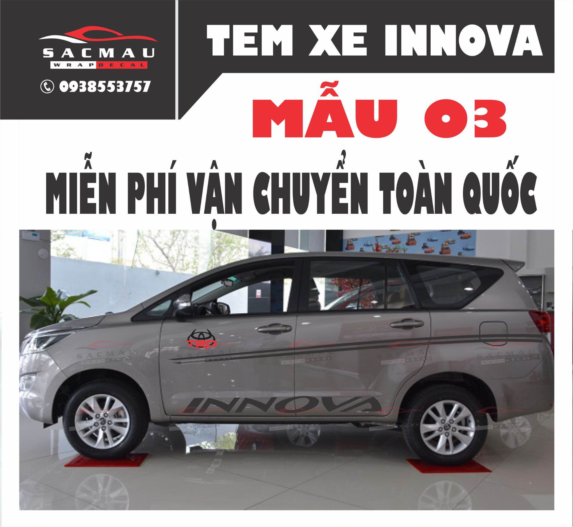 Tem dán xe Innova mẫu mới nhất
