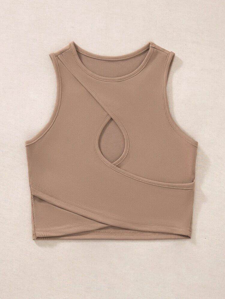 Áo croptop cổ tròn sát nách đan chéo 08