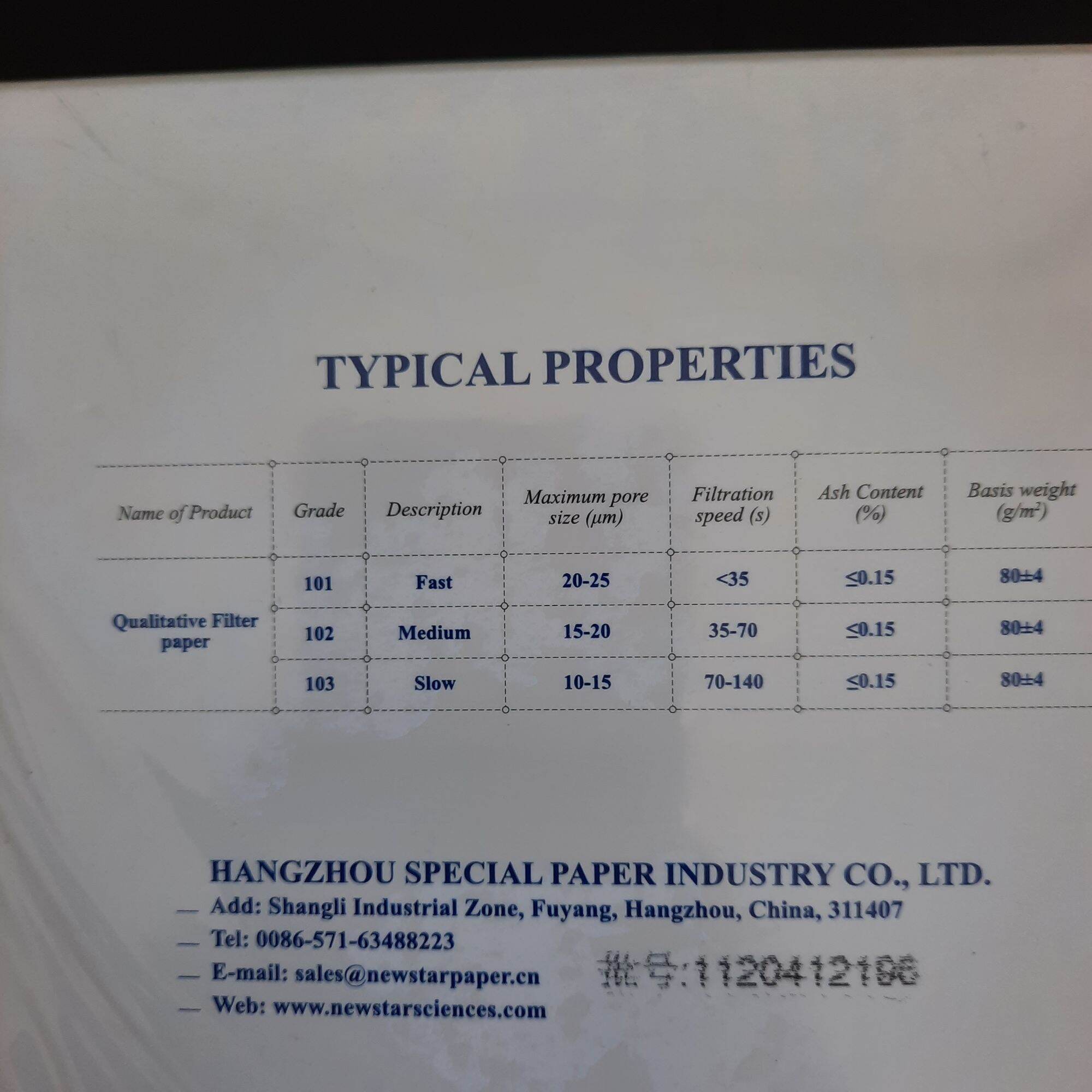 Qualitative Filter Paper 101, 102, 103
