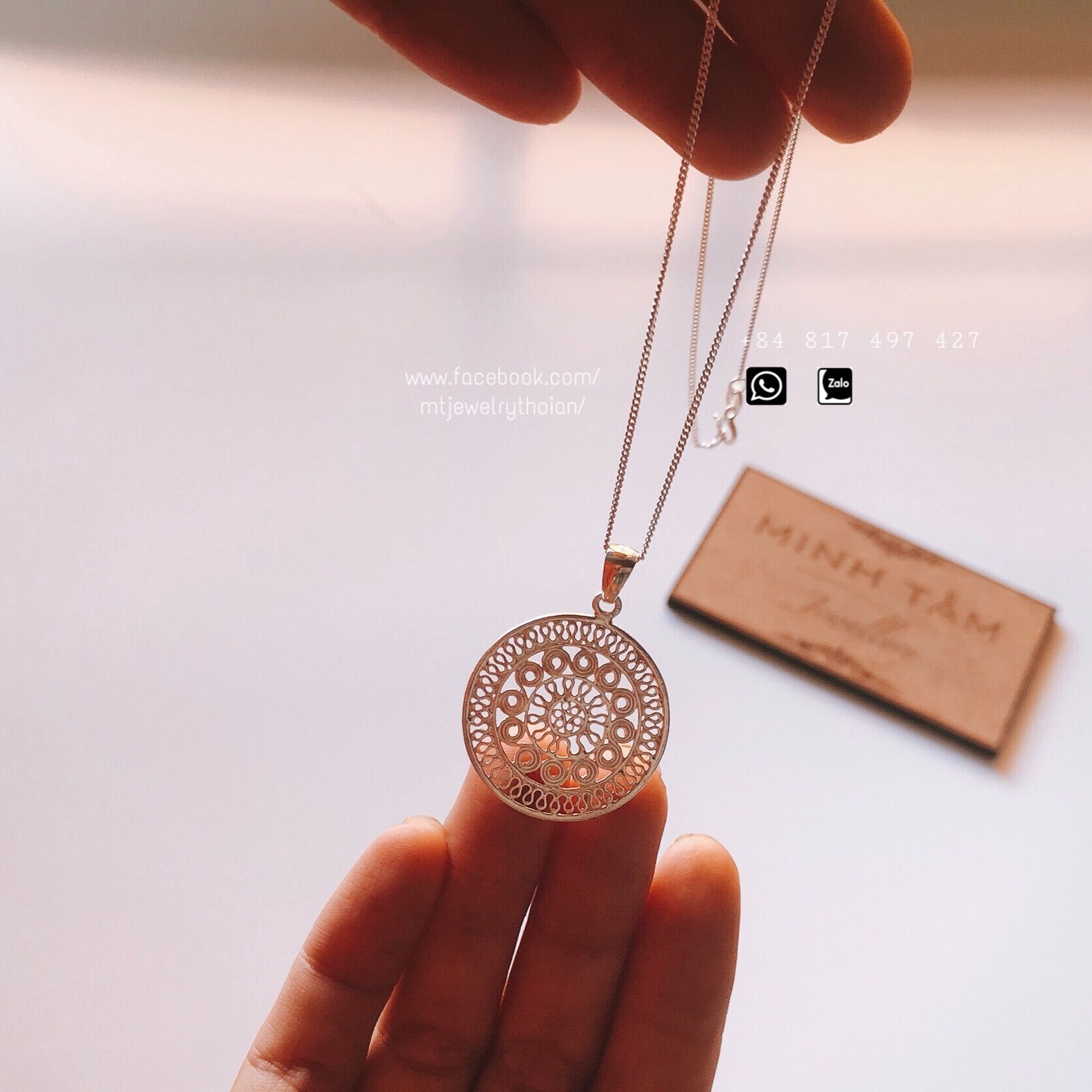 Day chuyen trong dong - drum necklace SILVER- handmade Silver