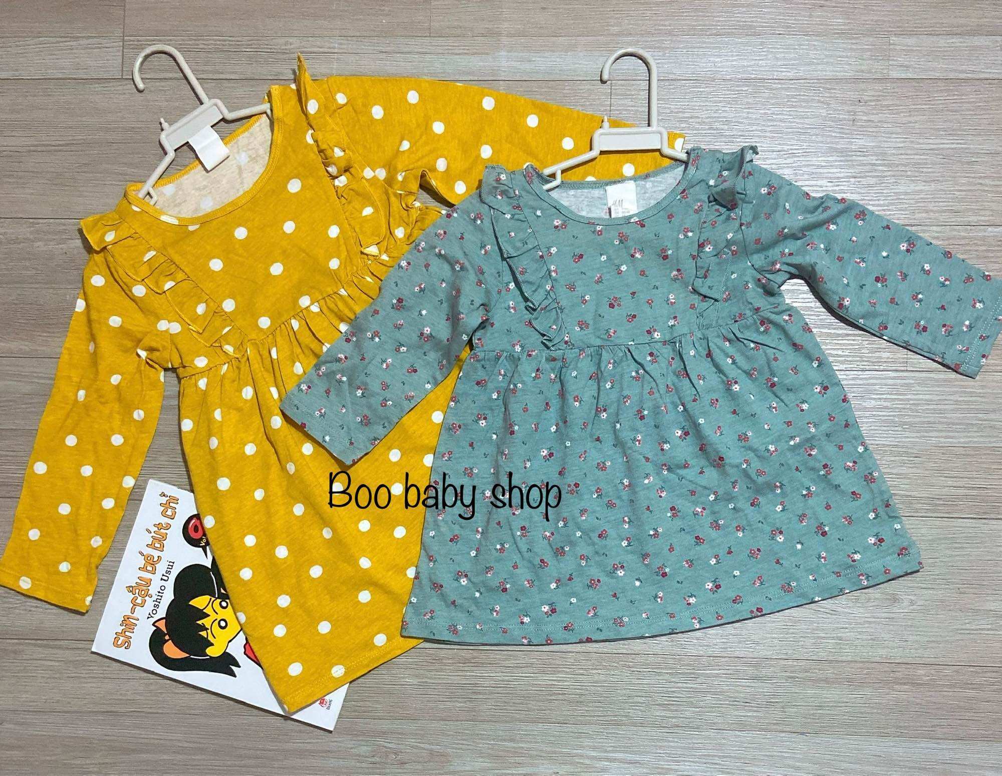 Đầm cotton tay dài cho bé gái 5-15kg