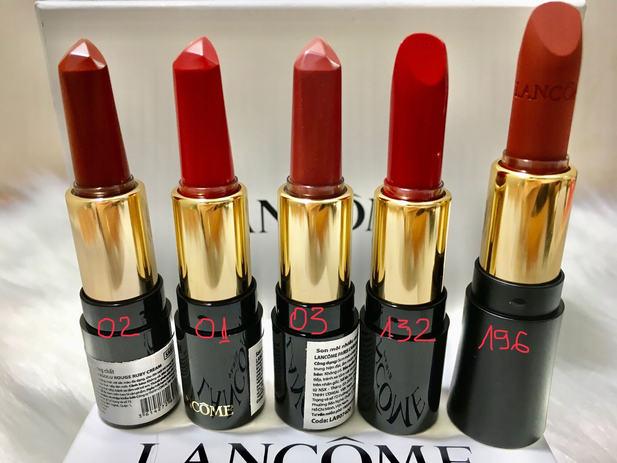 Son Lancome ruby cream 01/02/03/132/196 minisize chuẩn auth