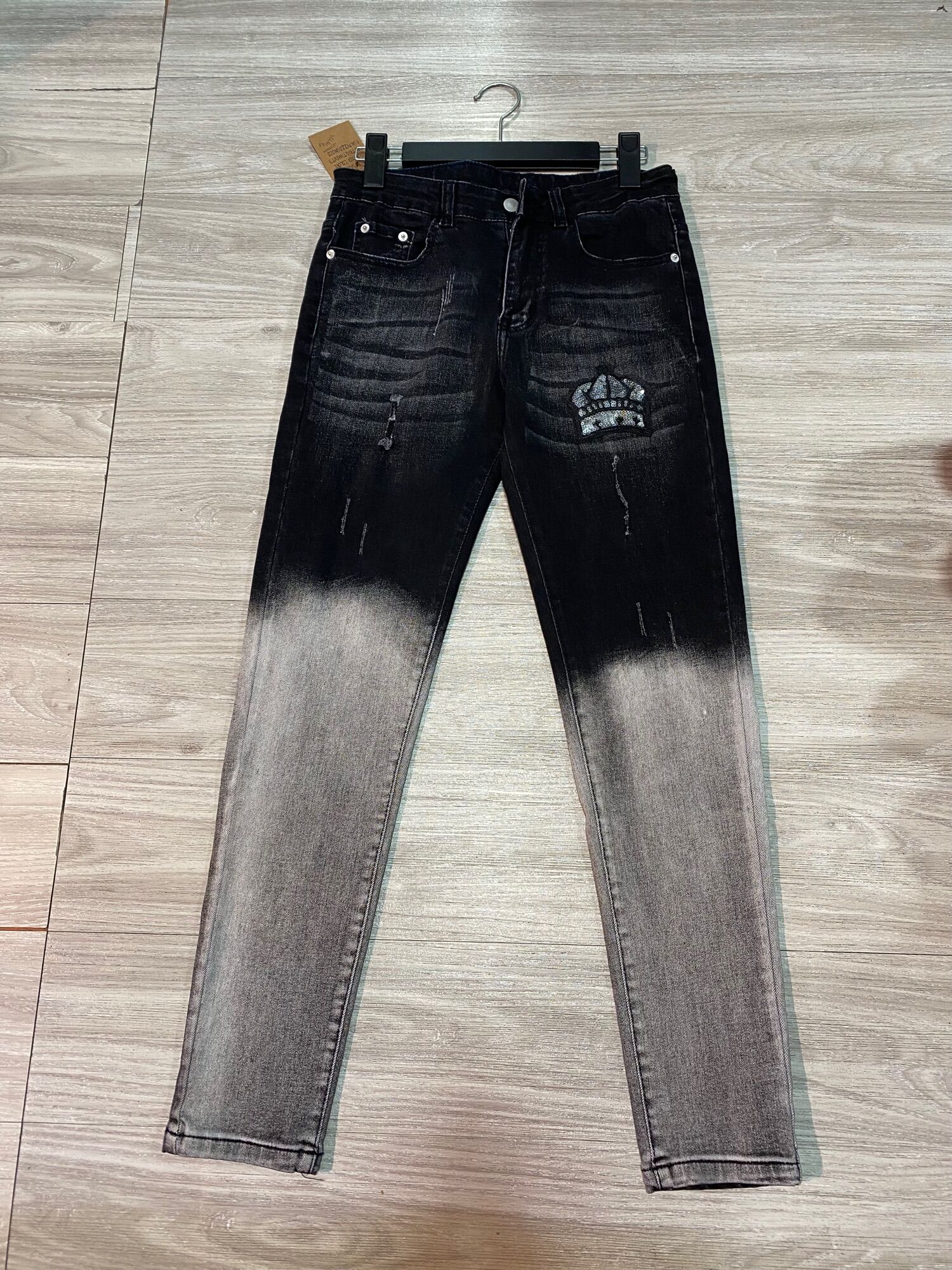 Quần bò Logo King 2 màu loang thời trang, quần jean nam loang, quần biker mẫu mới, Bin Store