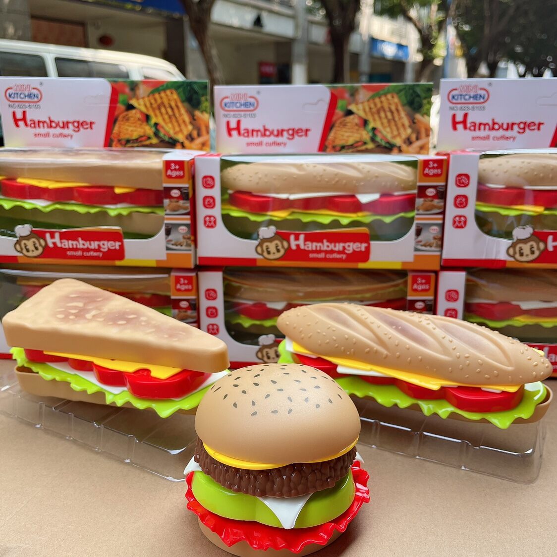 Bộ Đồ Chơi Nhà Bếp Đồ Hàng Trẻ Em Bộ Đồ Hamburger Thực Phẩm Mô Phỏng Em Bé