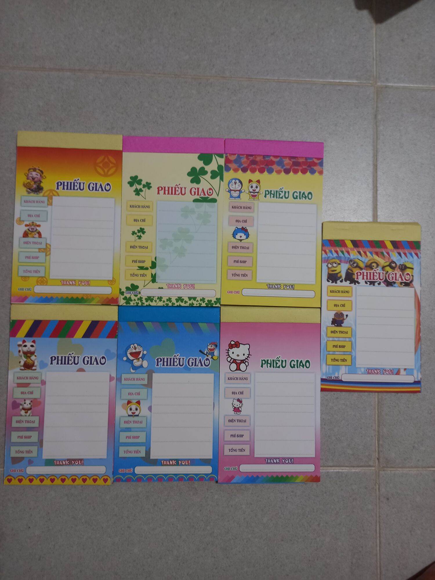 Combo 2 phiếu ship hàng, phiếu giao