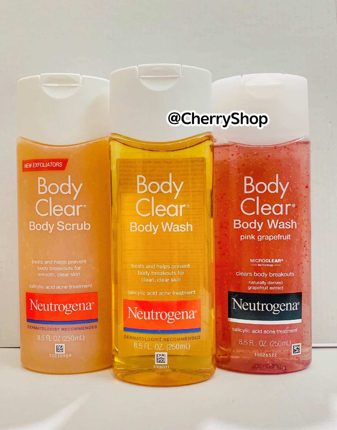 Sữa Tắm Ngăn Ngừa Mụn Neutrogena Body Clear Body Wash, Body Scrub & Pink Grapefruit (250ml)